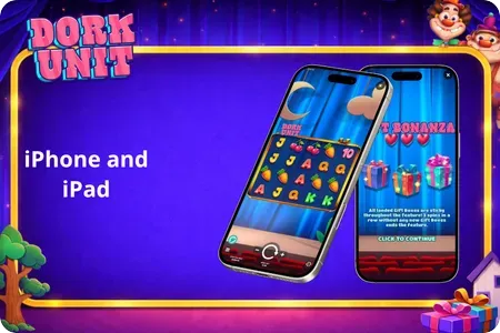 Dork Unit slot demo running on iPhone and iPad Safari browser